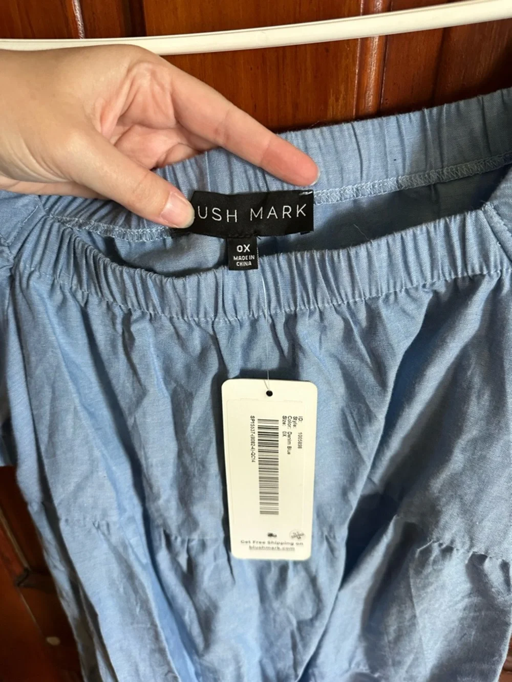 Light Blue Puff-Sleeve Mini Dress - Picture 2 of 3